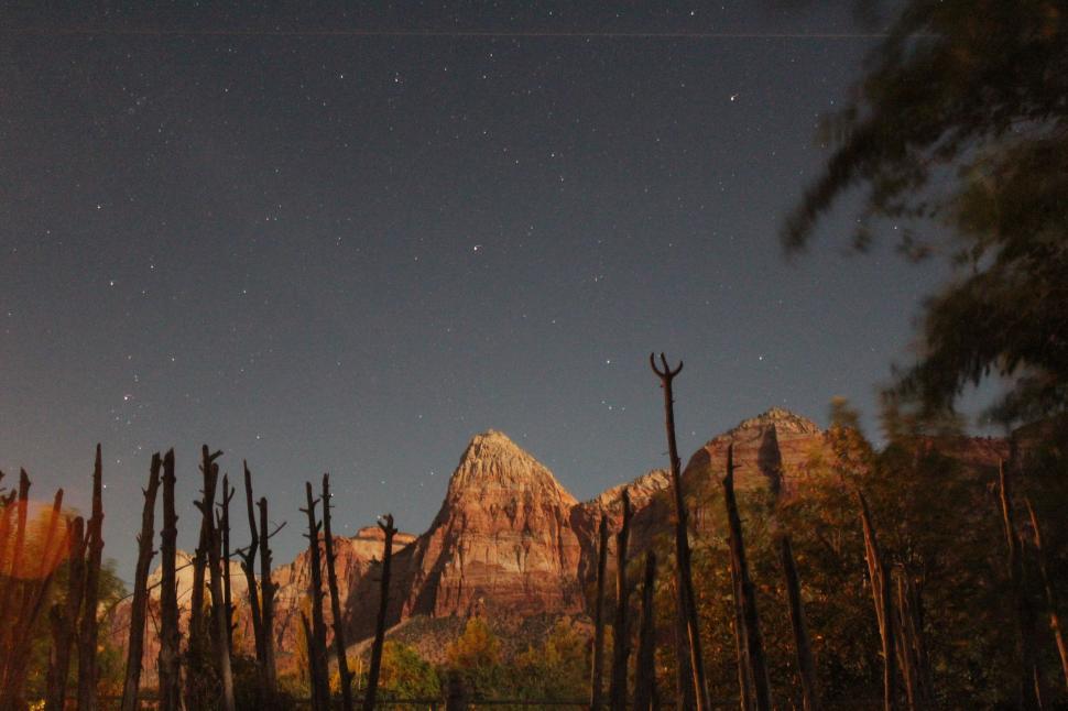 Free Image of Majestic Night Sky Above Mountain Range 