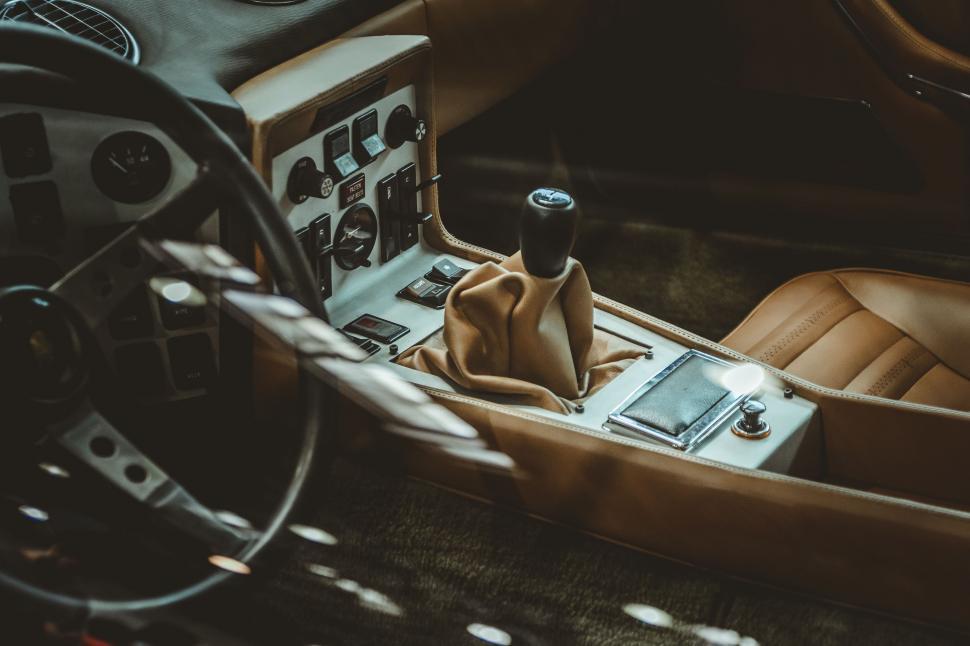 Free Image of Car Steering Wheel and Dashboard 