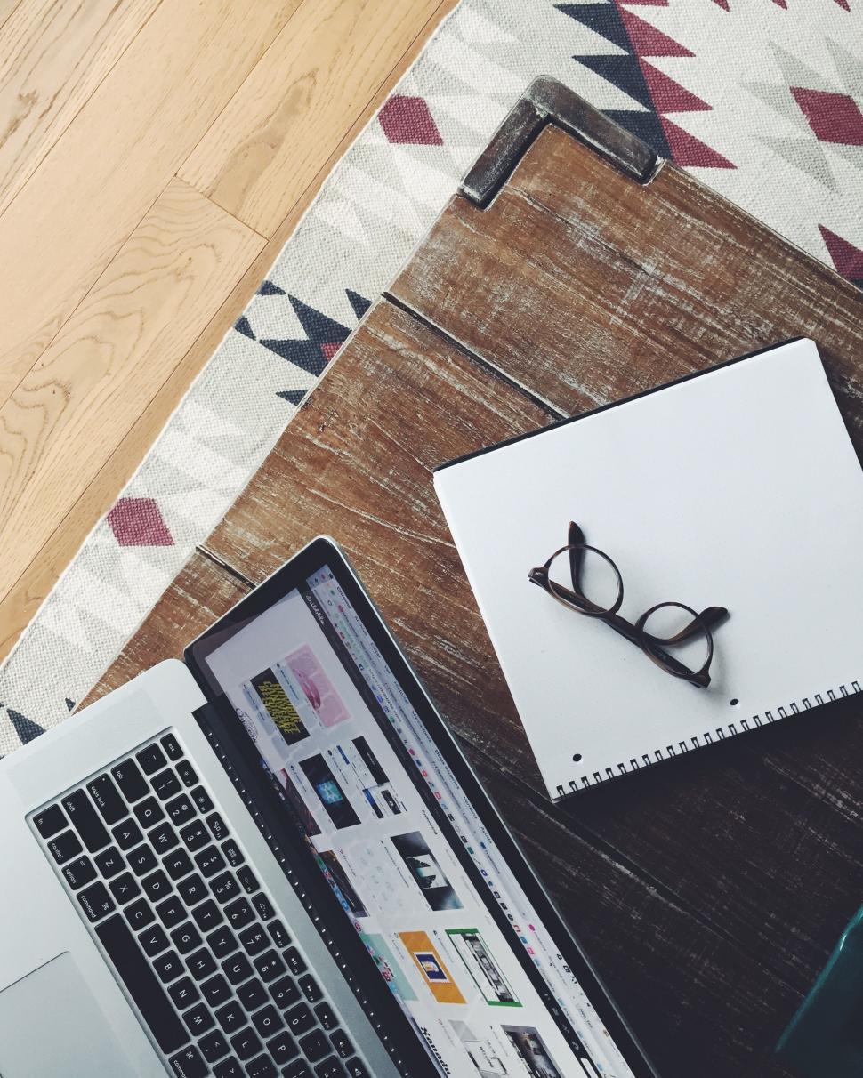 Free Image of Laptop Computer on Wooden Desk 