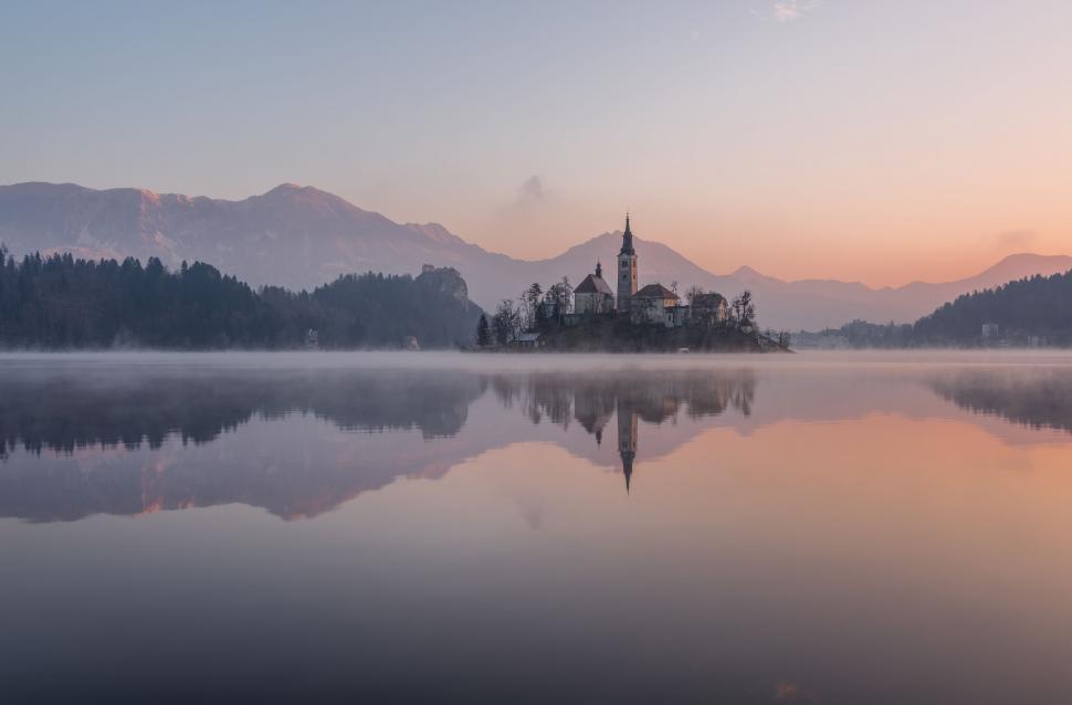 Free Image of Small Island Amidst Lake 