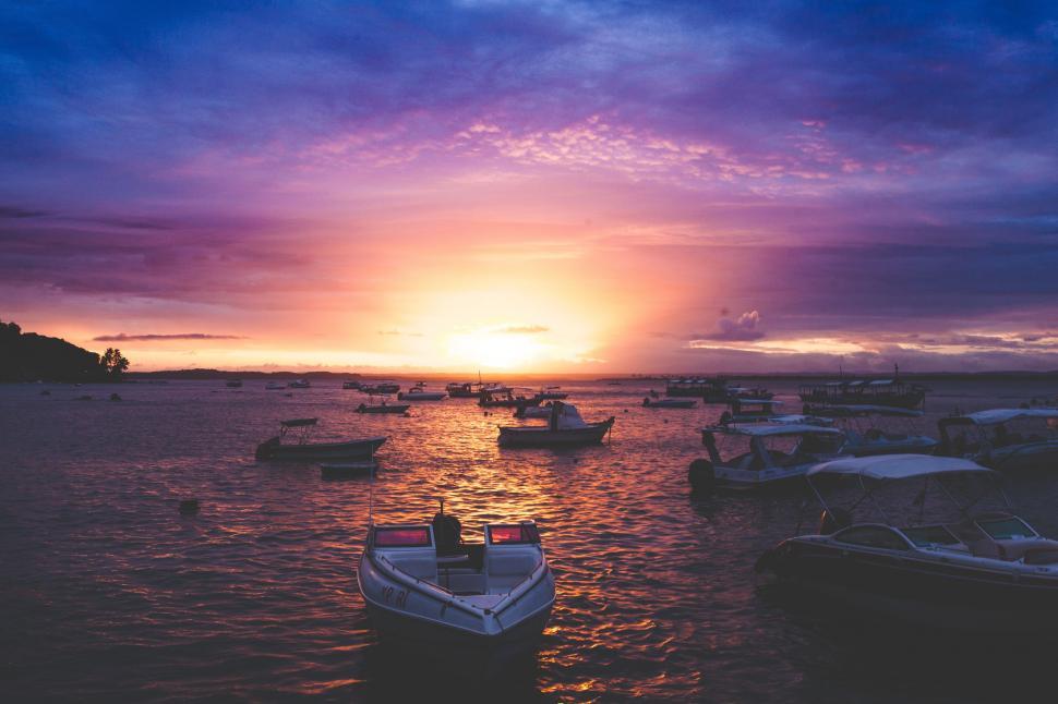 Free Image of Group of Boats Floating on Water 