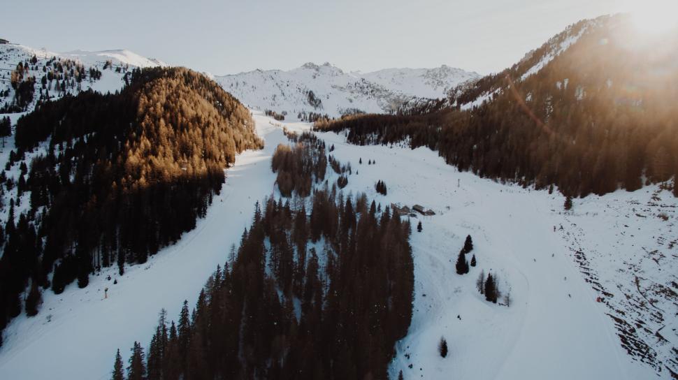 Free Image of Aerial View of Snow-Covered Mountain 