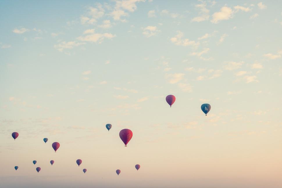 Free Image of Group of Hot Air Balloons Flying in the Sky 