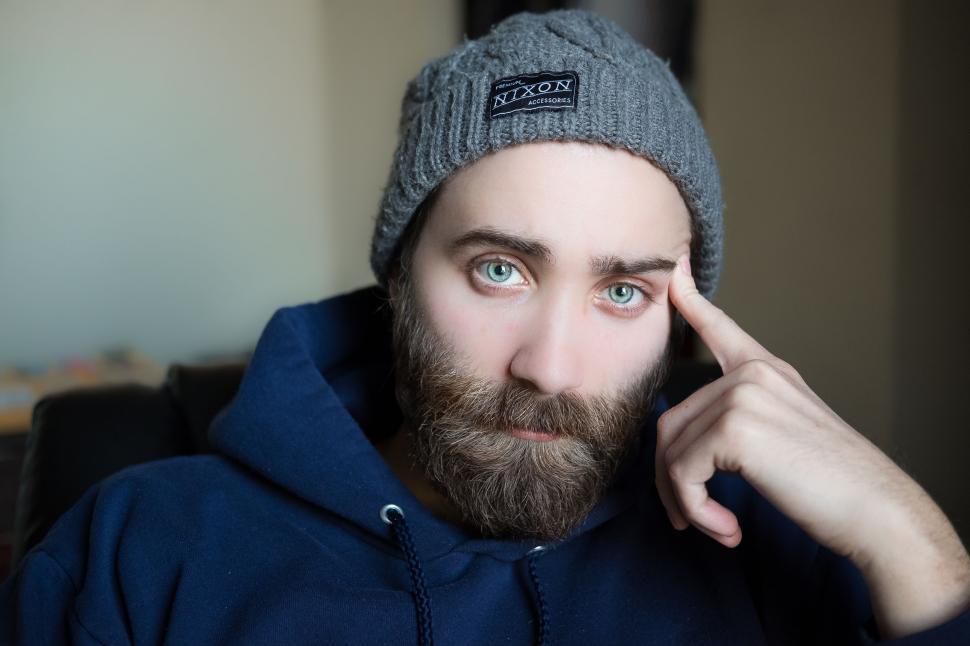 Free Image of Bearded Man in Blue Hoodie 
