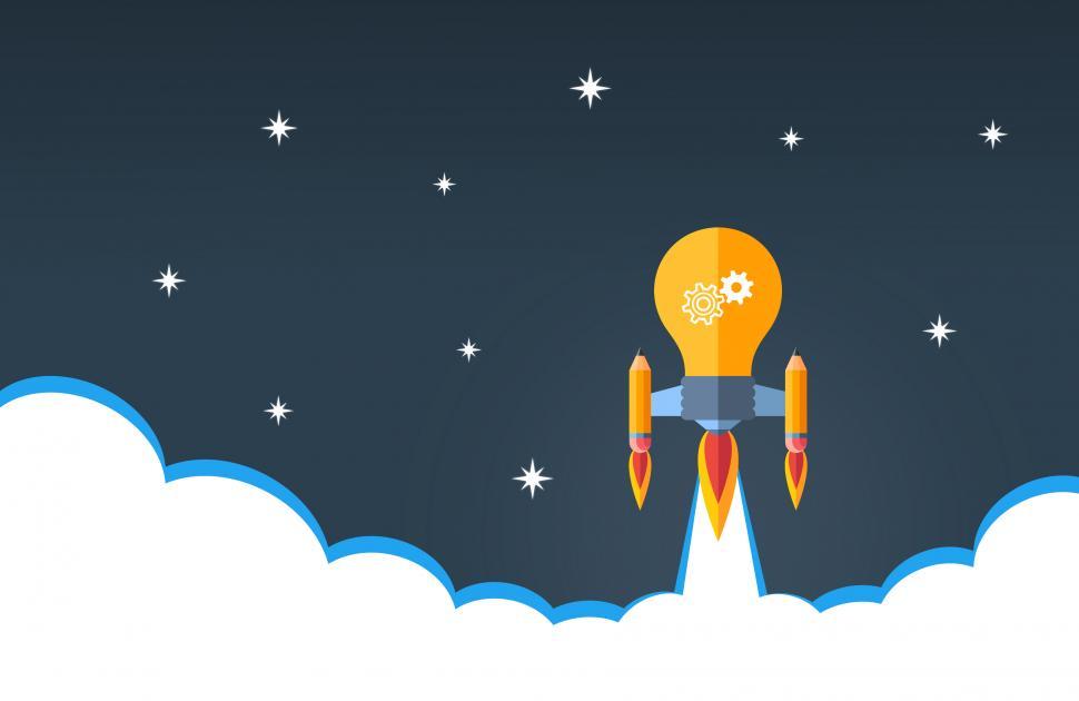 Free Image of Creativity and Good Ideas Concept - Rocket Lightbulb 