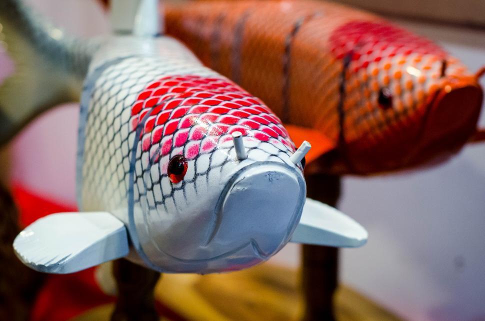 Free Image of Carved Wooden Fish sculpture  