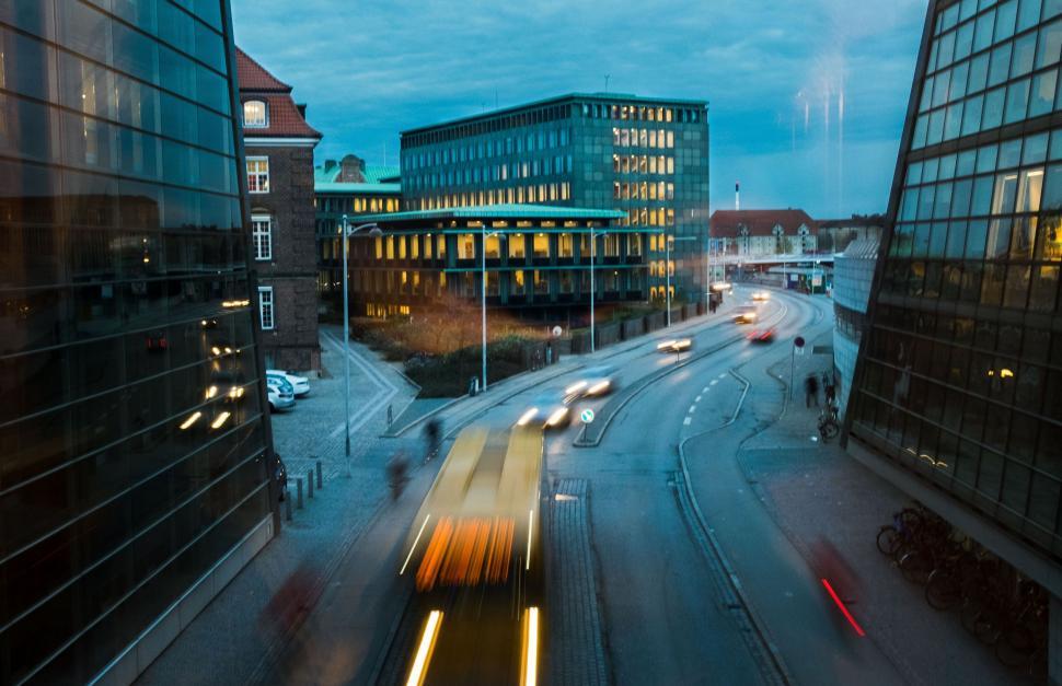 Free Image of Night View of City Street 