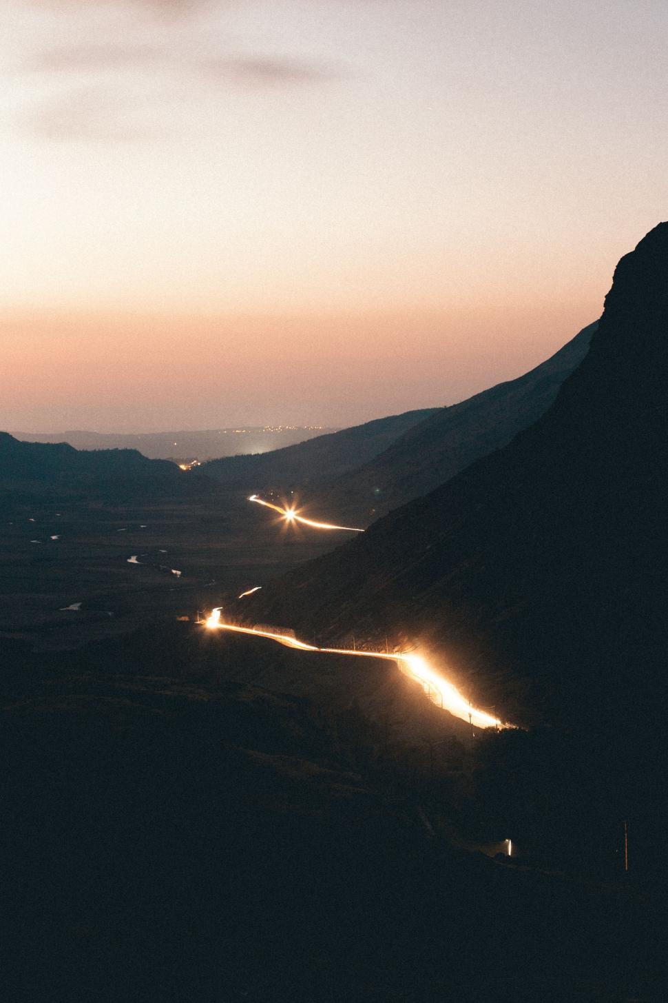 Free Image of Night View of a Distant Mountain 