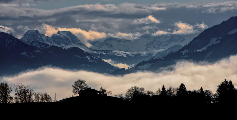 Free Image of Cloud-covered Mountain Range 