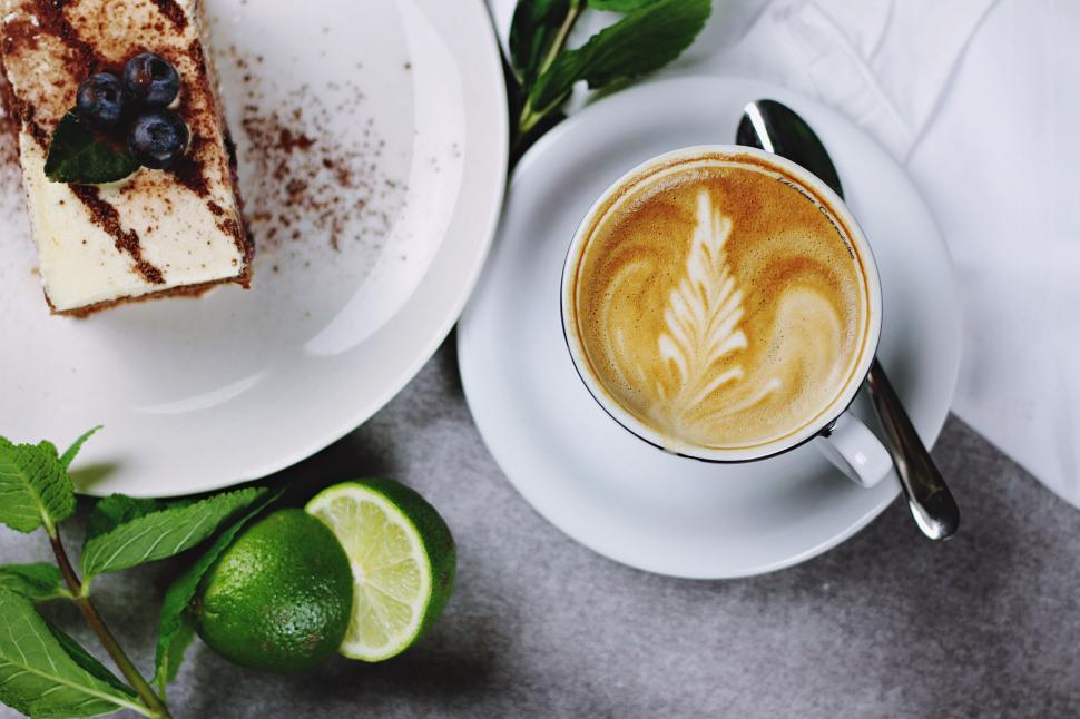 Free Image of Plate of Cake and Cup of Coffee 