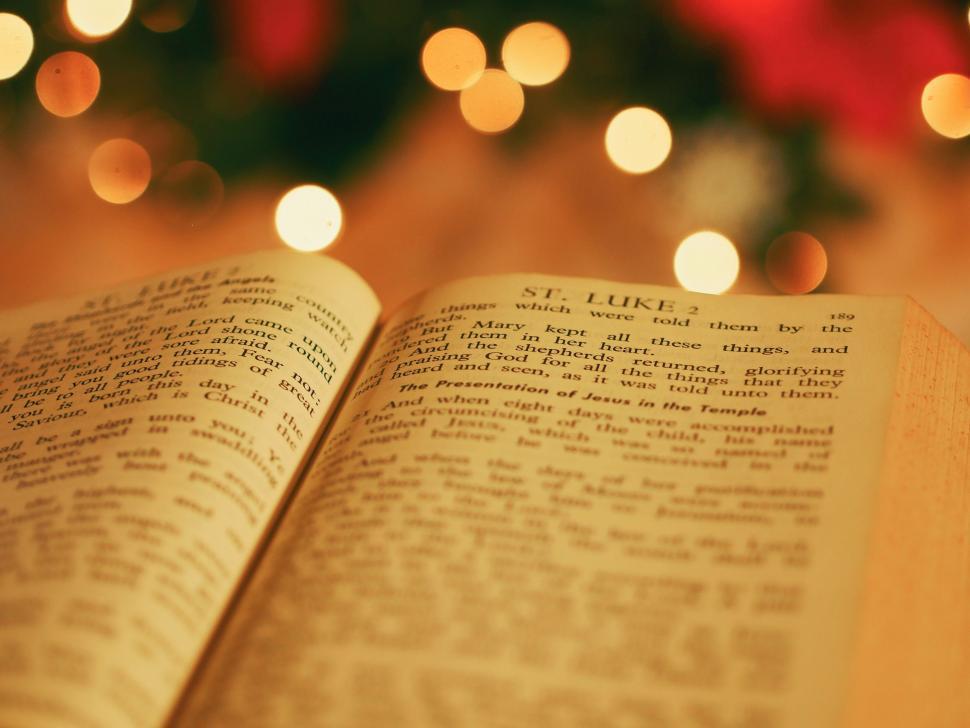 Free Image of Open Book on Wooden Table 