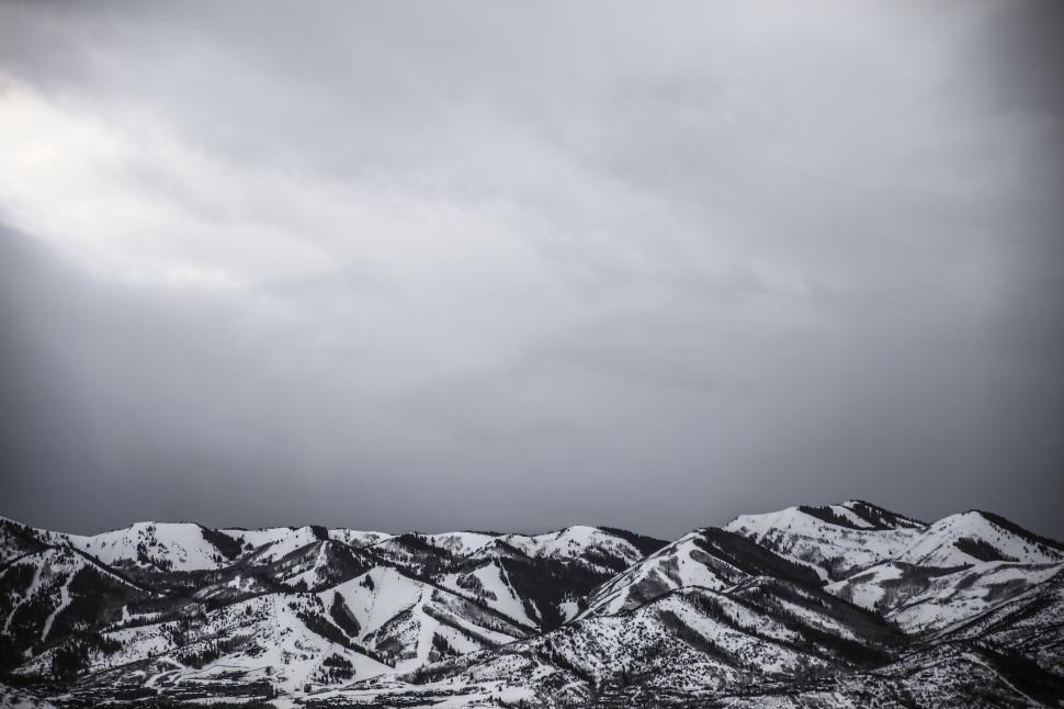 Free Image of Snow Covered Mountains in Black and White 