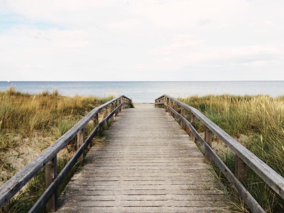 Free Image of Wooden Walkway Leading to Beach 