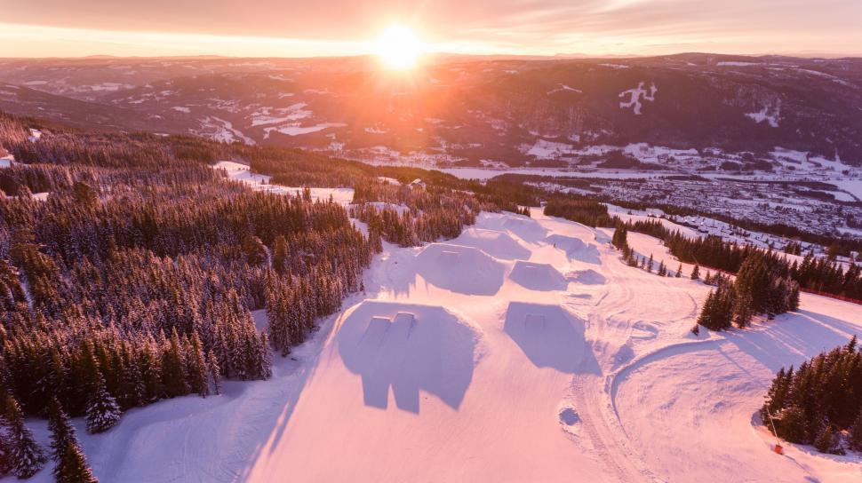 Free Image of Aerial View of Snow Covered Mountain 