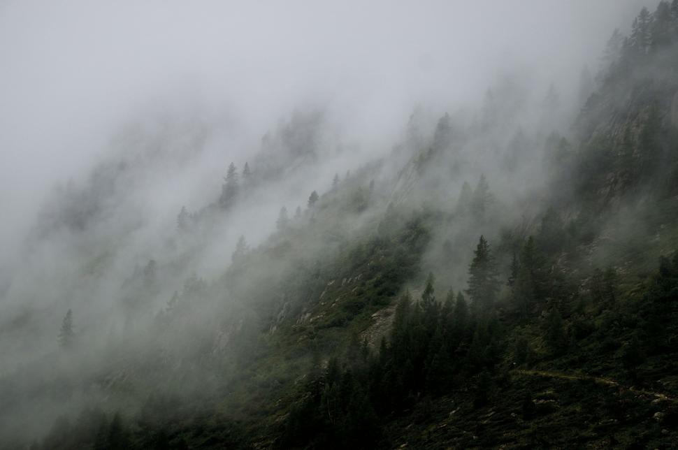 Free Image of Foggy Mountain Landscape in Black and White 