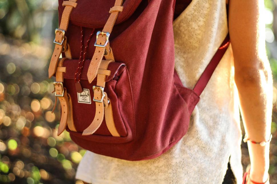 Free Image of Woman Carrying Backpack on Hike 