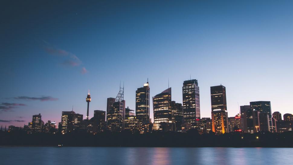Free Image of City Night View Across the Water 