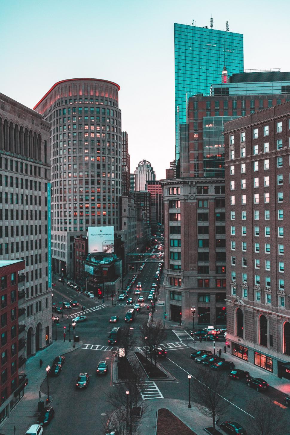 Free Image of Busy City Street With Tall Buildings 