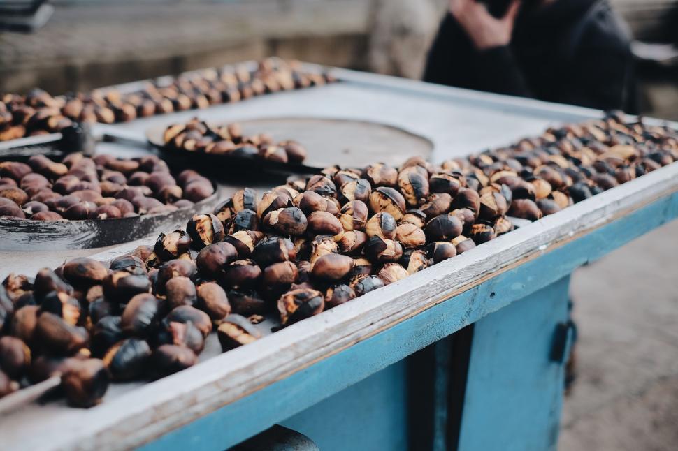 Free Image of Blue Table Covered With Assortment of Nuts 