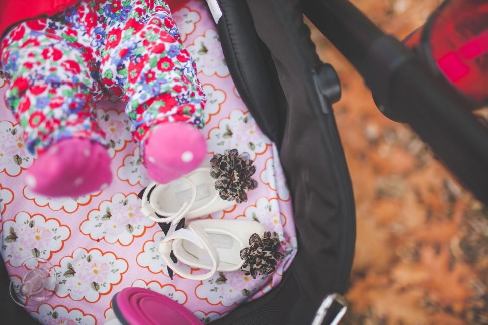 Free Image of Close Up of Baby in Stroller 