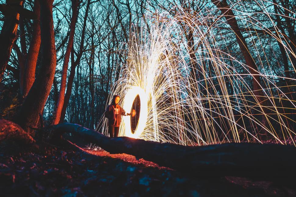 Free Image of Person Standing in the Middle of a Forest 