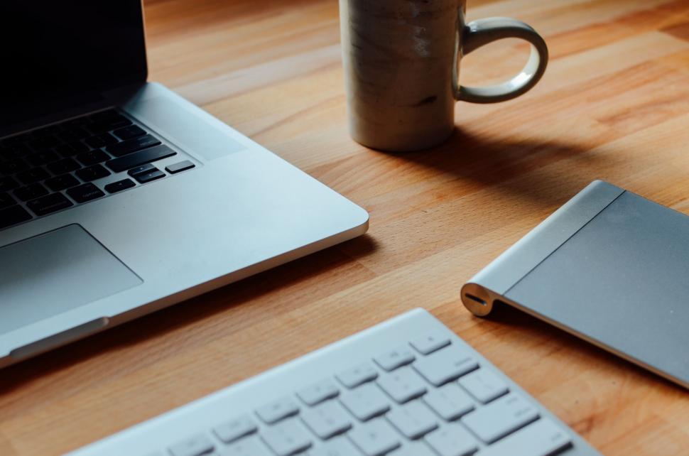 Free Image of Laptop Computer on Wooden Desk 