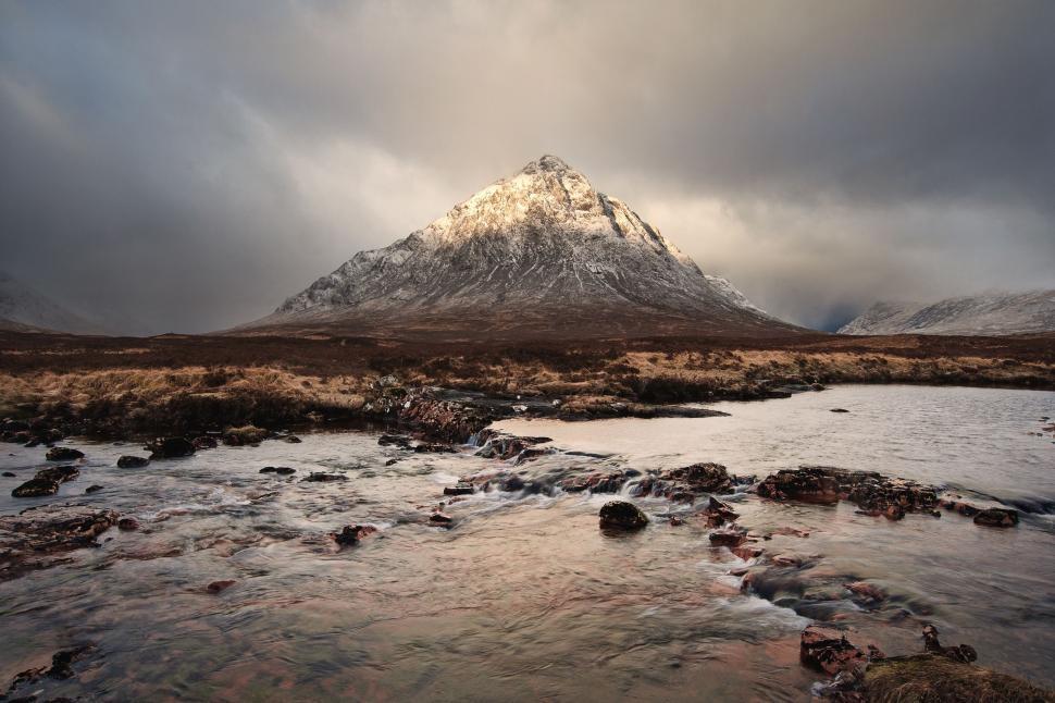 Free Image of Snowy Mountain and Body of Water 