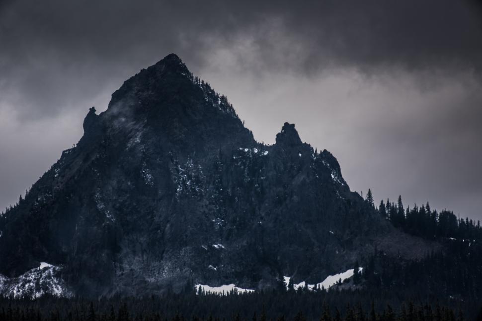 Free Image of Majestic Mountain Peak in Black and White 