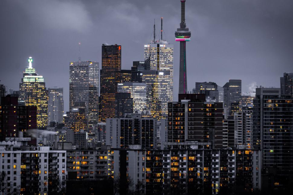 Free Image of A Glowing City Skyline at Night 