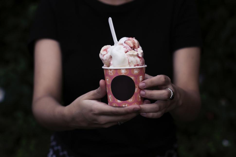 Free Image of Person Holding Cup of Ice Cream 