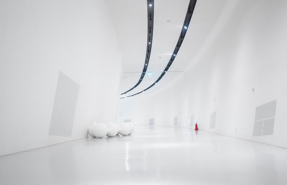 Free Image of Long Hallway in Black and White 