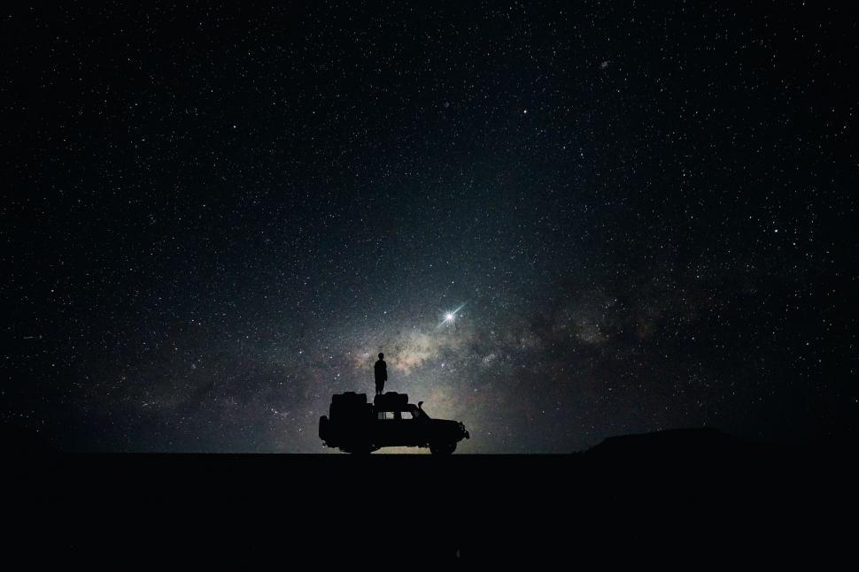 Free Image of Person Silhouetted on Top of Truck 