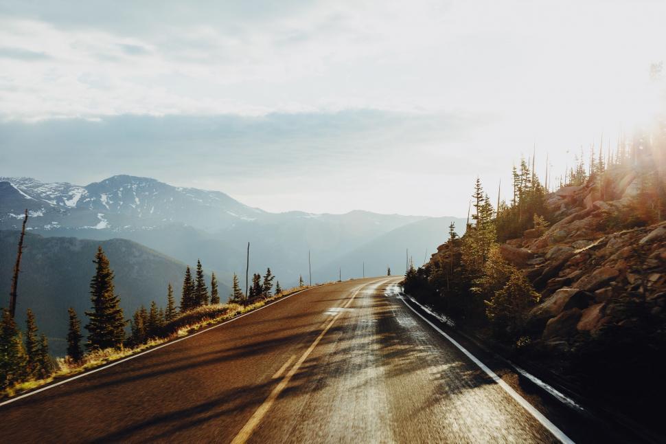 Free Image of Road With Trees and Mountains in the Background 