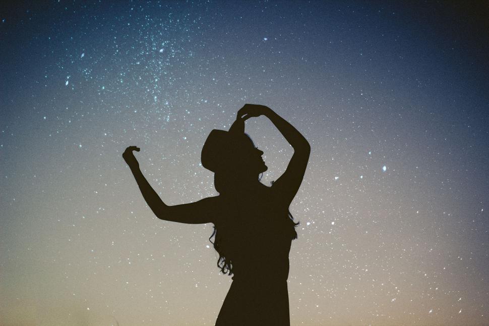 Free Image of Silhouette of a Woman Wearing a Cowboy Hat 
