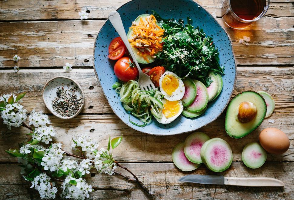 Free Image of Bowl of Food on Wooden Table 