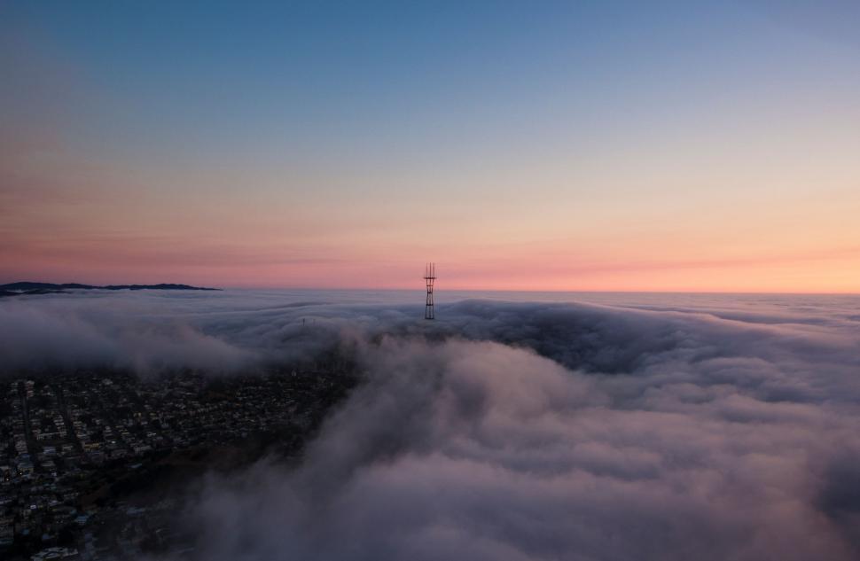 Free Stock Photo of Aerial View of a City Floating in the Clouds ...