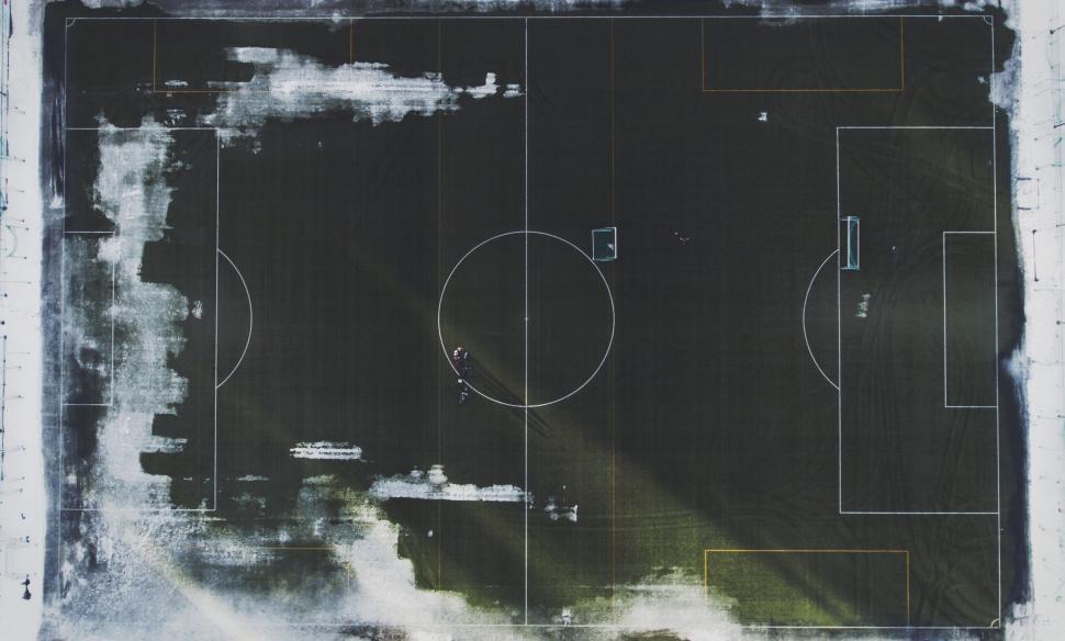 Free Image of A Soccer Field in Black and White 