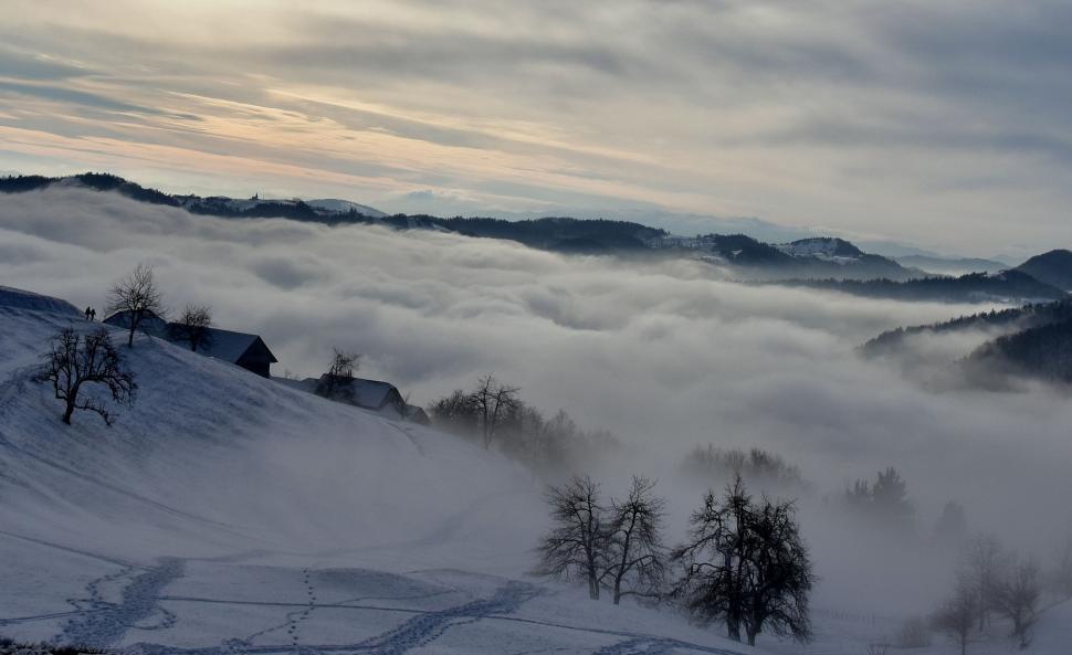 Free Image of Misty Mountain Peak in Fog 