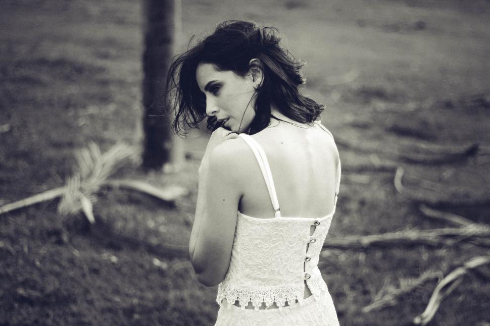 Free Image of Woman in Black and White Dress 