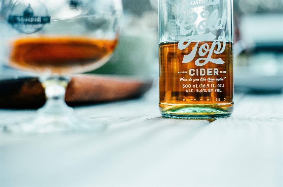 Free Image of Close Up of Alcohol Bottle on Table 