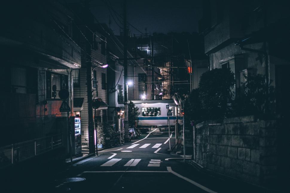 Free Stock Photo of Dark Alley at Night With Street Light On ...