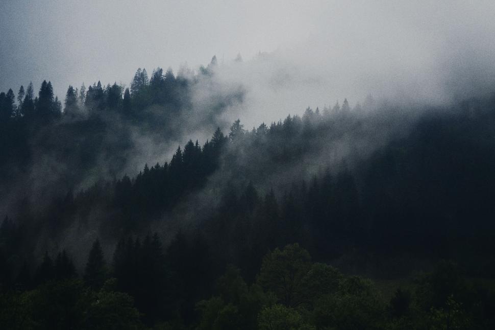 Free Image of Foggy Mountain Landscape in Black and White 