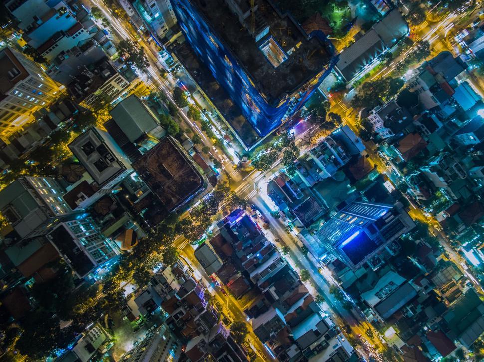 Free Image of Aerial View of City at Night 