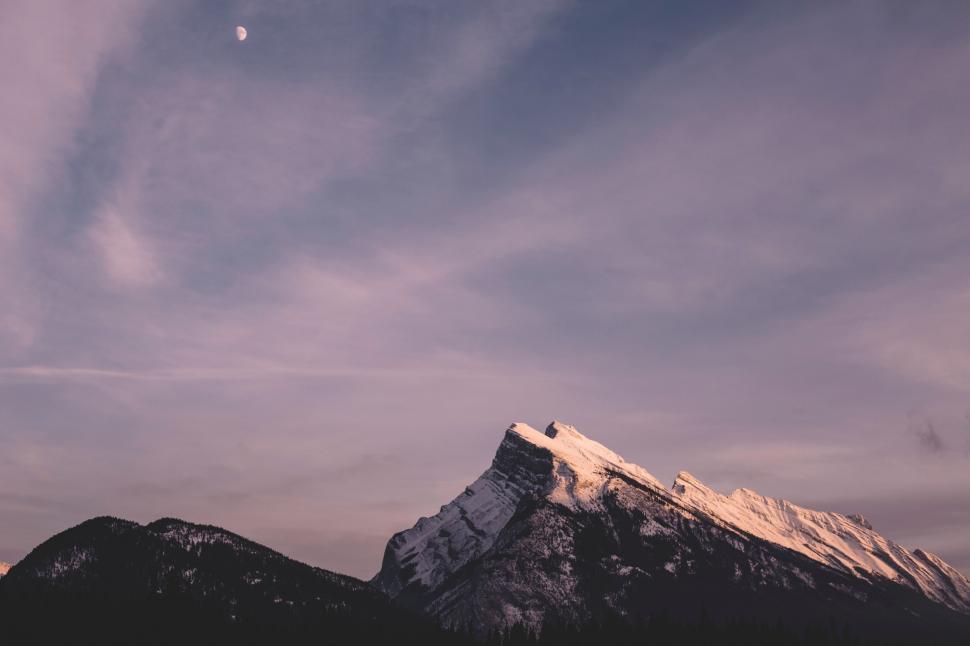 Free Image of Snow Covered Mountain Under Cloudy Sky 
