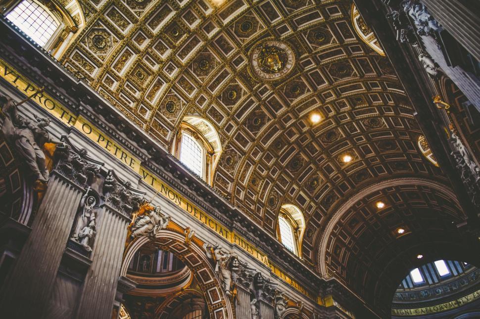 Free Image of Ceiling of Large Building With Many Windows 