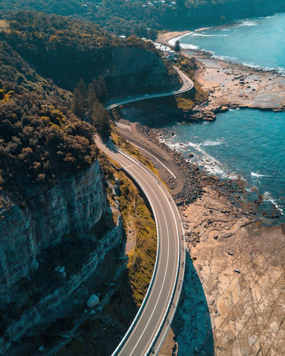 Free Image of Aerial View of Road Alongside Ocean 