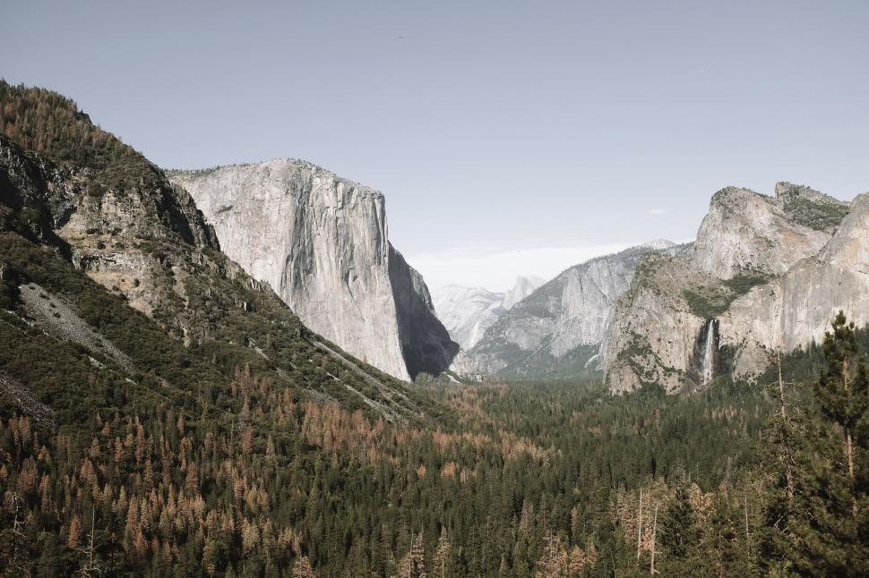 Free Image of Majestic Mountain Range With Trees in the Foreground 
