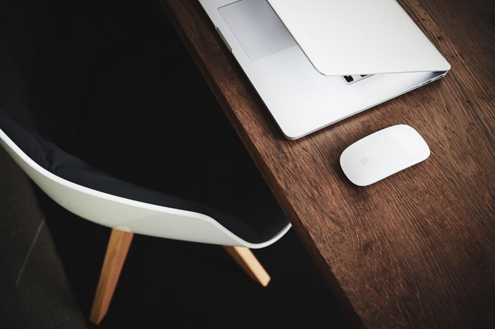 Free Image of Laptop Computer on Wooden Desk 
