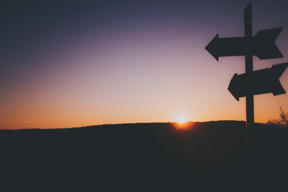 Free Image of Street Sign Against Background of Sunset 