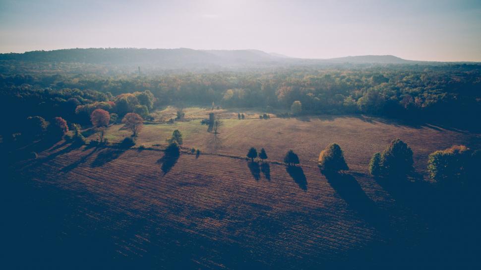 Free Image of Group of People Walking Across a Grass Covered Field 